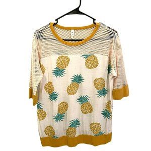 MTS Pineapple Shirt With Netted Shoulders Size Small